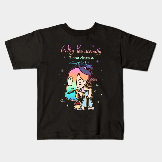 Why yes actually I can drive a stick Kids T-Shirt by spacemandu